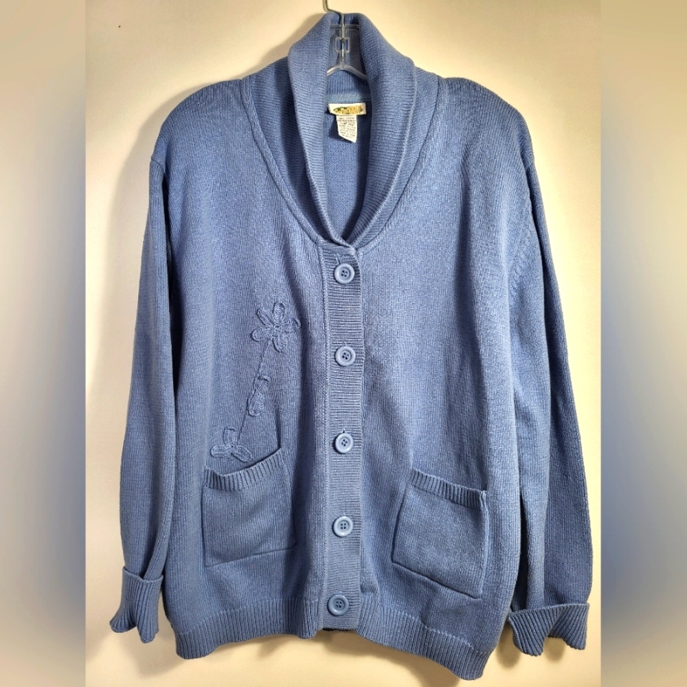Collections Etc  button up cardigan sweater w/pockets  women's XL  #2504